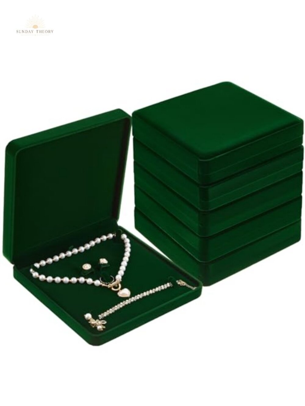 6 Pack Velvet Jewelry Boxes with Necklace Gift Box for Women